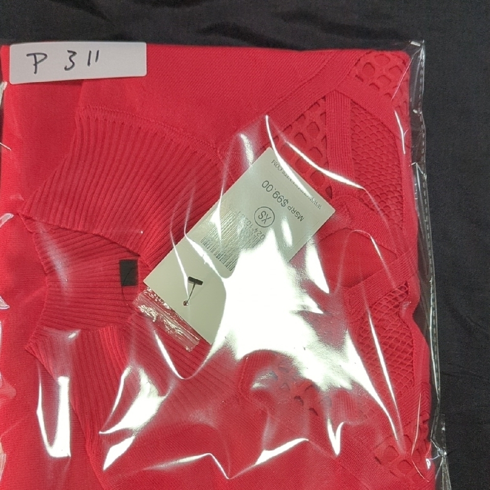 Cyrus Vibrant Red Knit Top with Mesh Accents - Picture 14 of 14